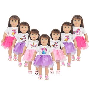 18 inch doll clothes pink unicorn doll dress, cute and fashionable, suitable for dolls to wear. CL-0297插图