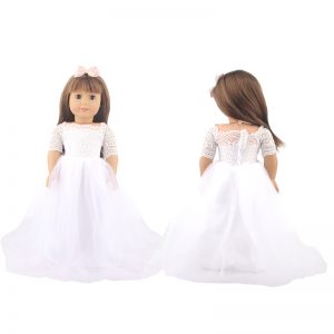 18 inch doll clothes elegant white wedding dress, worn by an 18-inch doll, perfectly showcasing the doll’s charmCL-0309插图