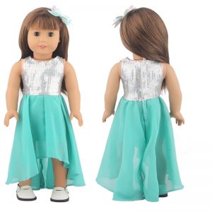 18 inch doll clothes Enchanted Green: An 18-inch green evening gown, inspired by fresh and natural elements, crafted with elegant and fluid lines, showcasing the doll’s softness and agility, suitable for various celebrations and banquets in spring and summer, becoming a vibrant highlight at the doll’s banquet CL-0315插图
