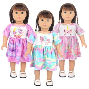 18 inch doll clothes Dreamy rainbow unicorn doll clothes, cute and stylish, making the doll the most shining little princess.CL-0296插图