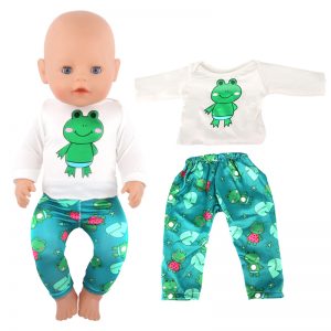 17 inch doll clothes Goodnight Little Frog: Green Cartoon Pajamas Set CL-0321插图
