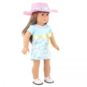 18 inch doll clothes The cute doll wearing a blue dress exudes charming charm. CL-0299插图2