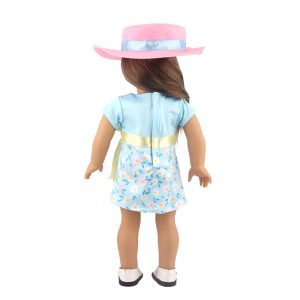 18 inch doll clothes The cute doll wearing a blue dress exudes charming charm. CL-0299插图3