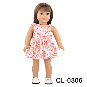 18 inch doll clothes Floral Pink Printed Dress Blooms with Doll-like Elegance and Charm CL-0306插图1