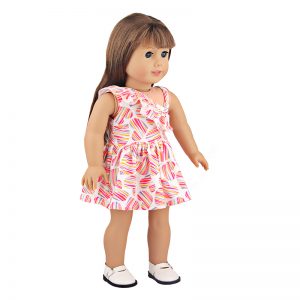 18 inch doll clothes Floral Pink Printed Dress Blooms with Doll-like Elegance and Charm CL-0306插图2