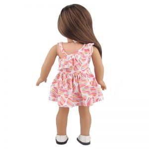 18 inch doll clothes Floral Pink Printed Dress Blooms with Doll-like Elegance and Charm CL-0306插图3
