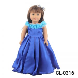 18 inch doll clothes Deep Sea Charm: An 18-inch blue evening gown, where classic tailoring meets modern design, showcasing a doll’s noble and elegant demeanor, suitable for all formal occasions, making the dolls the center of attention at the banquet.CL-0316插图2