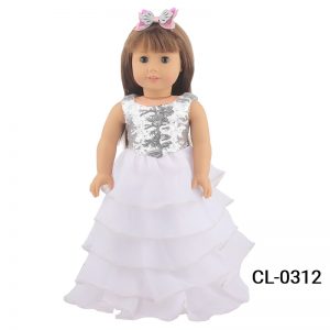 18 inch doll clothes elegant white evening gown wedding dress, making your doll the queen of 18-inch dolls! Exquisite design, gorgeous skirt, showing elegance and nobility.CL-0312插图2