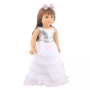 18 inch doll clothes elegant white evening gown wedding dress, making your doll the queen of 18-inch dolls! Exquisite design, gorgeous skirt, showing elegance and nobility.CL-0312插图3