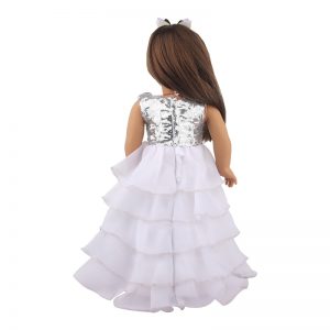 18 inch doll clothes elegant white evening gown wedding dress, making your doll the queen of 18-inch dolls! Exquisite design, gorgeous skirt, showing elegance and nobility.CL-0312插图4
