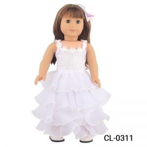 18 inch doll clothes 18-inch doll white evening gown wedding dress Exquisite design, gorgeous skirt, showing elegance and nobility Make you the focus of everyone’s attention CL-0311插图2