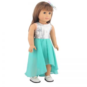 18 inch doll clothes Enchanted Green: An 18-inch green evening gown, inspired by fresh and natural elements, crafted with elegant and fluid lines, showcasing the doll’s softness and agility, suitable for various celebrations and banquets in spring and summer, becoming a vibrant highlight at the doll’s banquet CL-0315插图3
