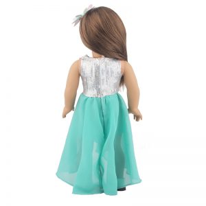 18 inch doll clothes Enchanted Green: An 18-inch green evening gown, inspired by fresh and natural elements, crafted with elegant and fluid lines, showcasing the doll’s softness and agility, suitable for various celebrations and banquets in spring and summer, becoming a vibrant highlight at the doll’s banquet CL-0315插图4