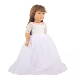 18 inch doll clothes elegant white wedding dress, worn by an 18-inch doll, perfectly showcasing the doll’s charmCL-0309插图2