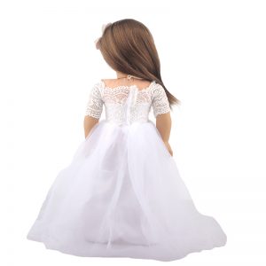 18 inch doll clothes elegant white wedding dress, worn by an 18-inch doll, perfectly showcasing the doll’s charmCL-0309插图3
