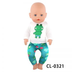 17 inch doll clothes Goodnight Little Frog: Green Cartoon Pajamas Set CL-0321插图1