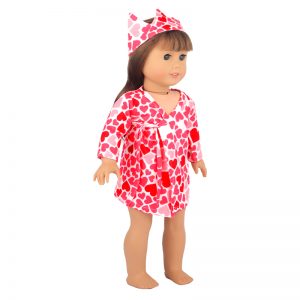18 inch doll clothes Red Love Song: Heart-Patterned Dress CL-0332插图3