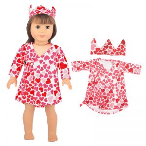 18 inch doll clothes Red Love Song: Heart-Patterned Dress CL-0332插图
