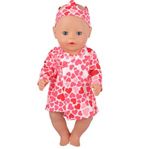 18 inch doll clothes Red Love Song: Heart-Patterned Dress CL-0332插图1