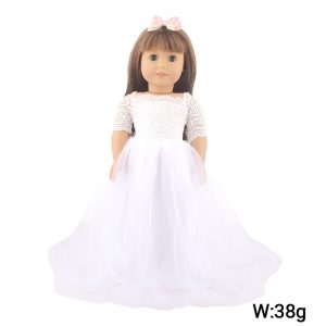 18 inch doll clothes elegant white wedding dress, worn by an 18-inch doll, perfectly showcasing the doll’s charmCL-0309插图1