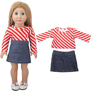 18 inch doll clothes classic stripes, denim style a fusion of classic and Innovation CL-0340插图