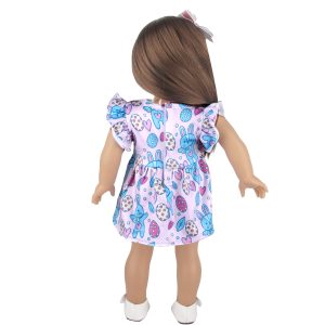 18 inch doll clothes Easter Breeze: Rabbit-Printed Spring Dress Spring’s Enchantment: Easter Rabbit Floral Dress CL-0338插图3
