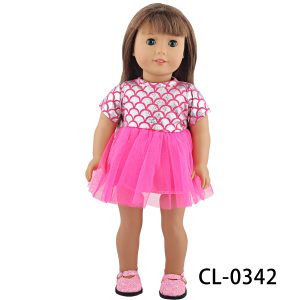 18 inch doll clothes Ocean Inspiration: Plaid Fish Scale Texture Dress, Elegant as Waves Glimmering Scales Daughter of the Sea CL-0342插图2