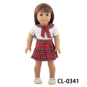 18 inch doll clothes School Style Strikes: Put on the Red Gakusha Plaid Skirt and Show Your Youthful Vitality Red Gakusha Plaid Skirt Timely Cute Pleated Skirt CL-0341插图1